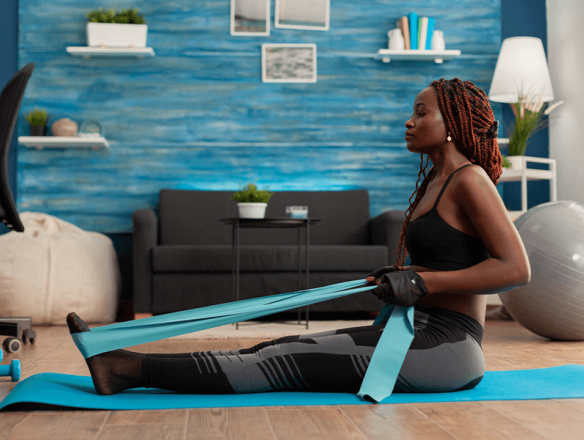 woman doing ankle stretches