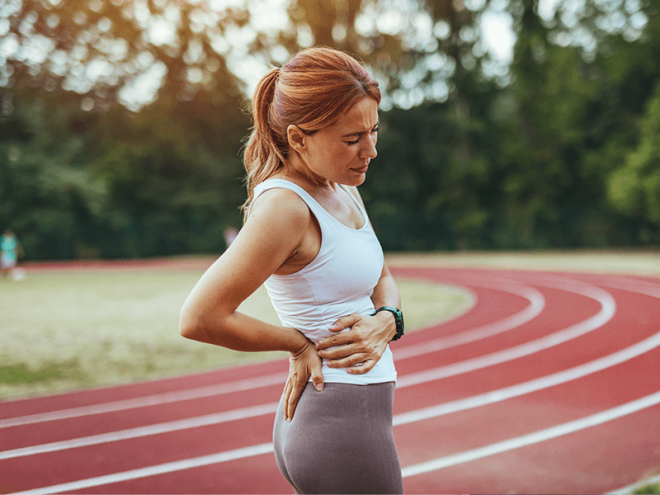 Female with hip bursitis pain